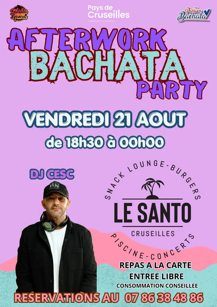 Affiche de AFTERWORK BACHATA PARTY by Passion Bachata · Le Santo · Cruseilles · vendredi 21 août