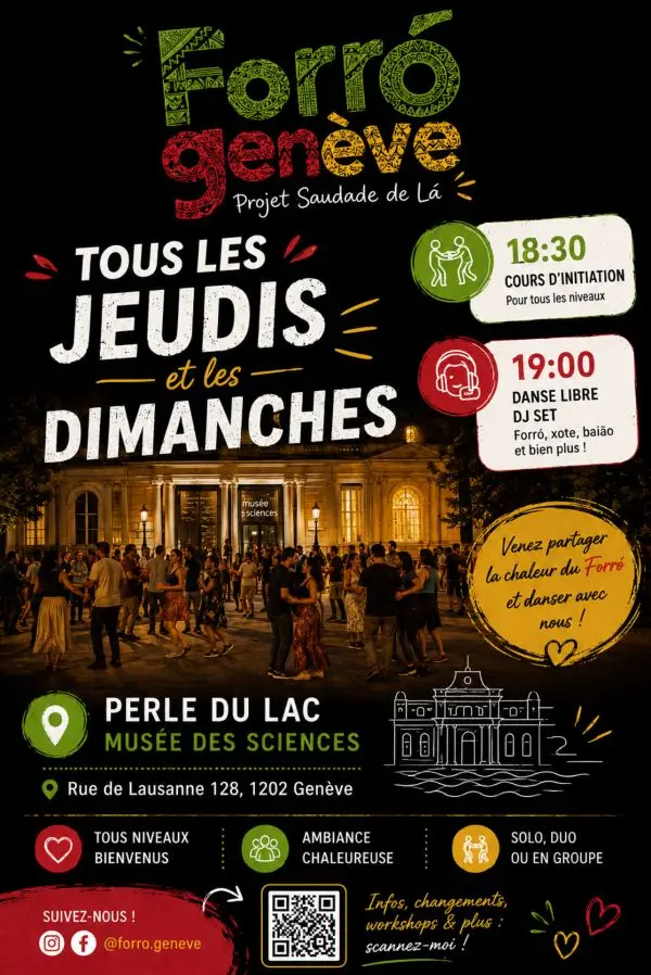 Affiche de Bal Forró + cours d'initiation · Perle du Lac · Genève (dim 23/08)