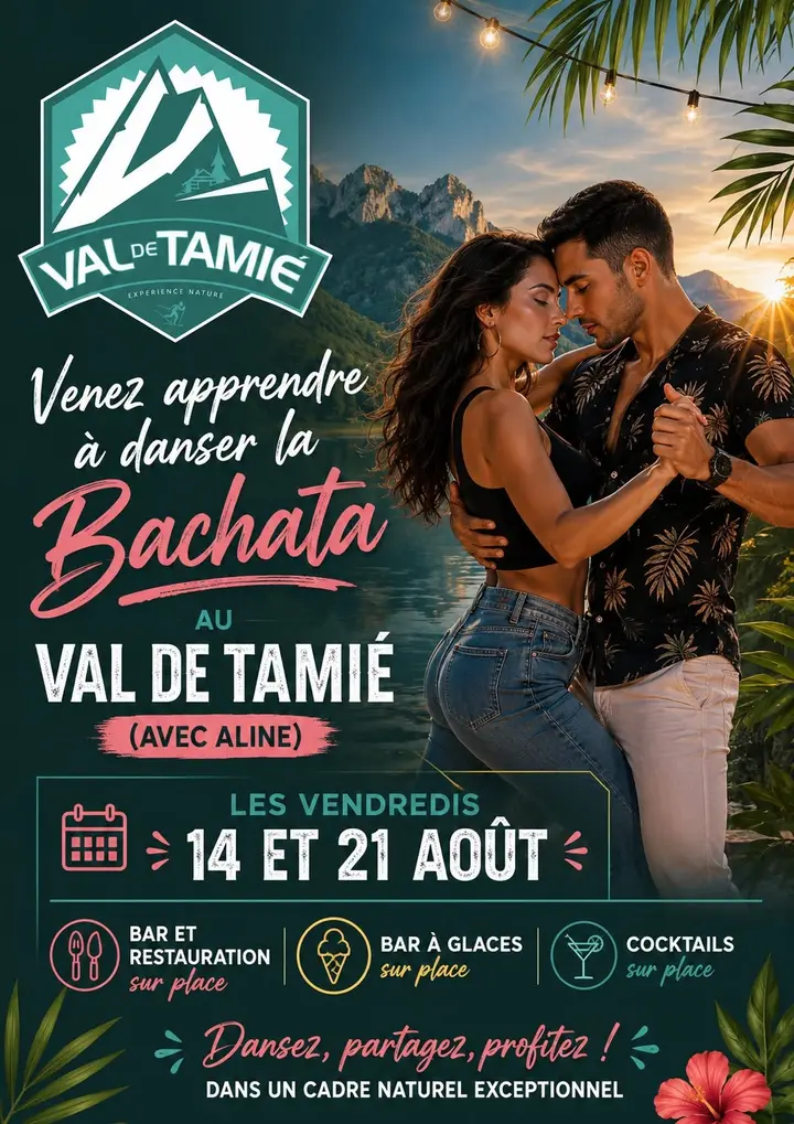 Affiche de Initiation Bachata gratuite avec Aline · Val de Tamié · vendredi 21 août