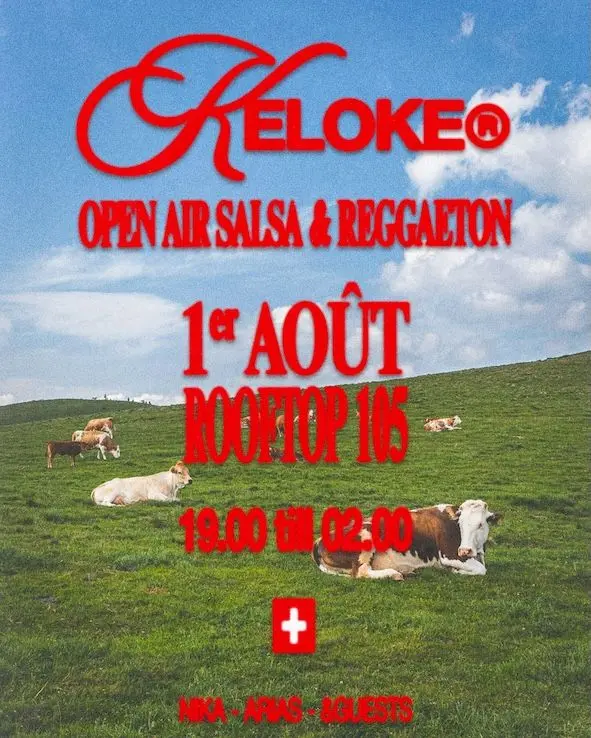 Affiche de Keloke · Open Air Salsa & Reggaeton · Rooftop 105 · Carouge-Genève (sam 1er août)